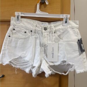 Lucky Brand Frayed Hem White Jean Shorts
